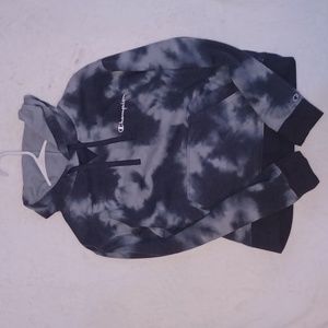 Champion black and grey tie dye hoodie size medium
